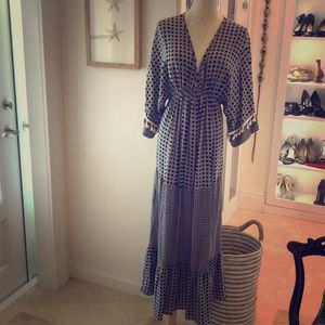 Breezy black and white rayon maxi dress boho